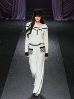 Sailor-Collar Knit Two-Piece Set