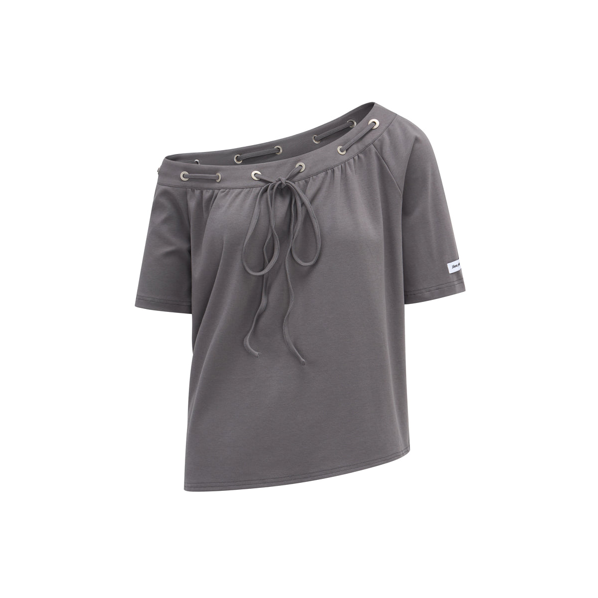 Off Shoulder Drawstring Loose T-Shirt