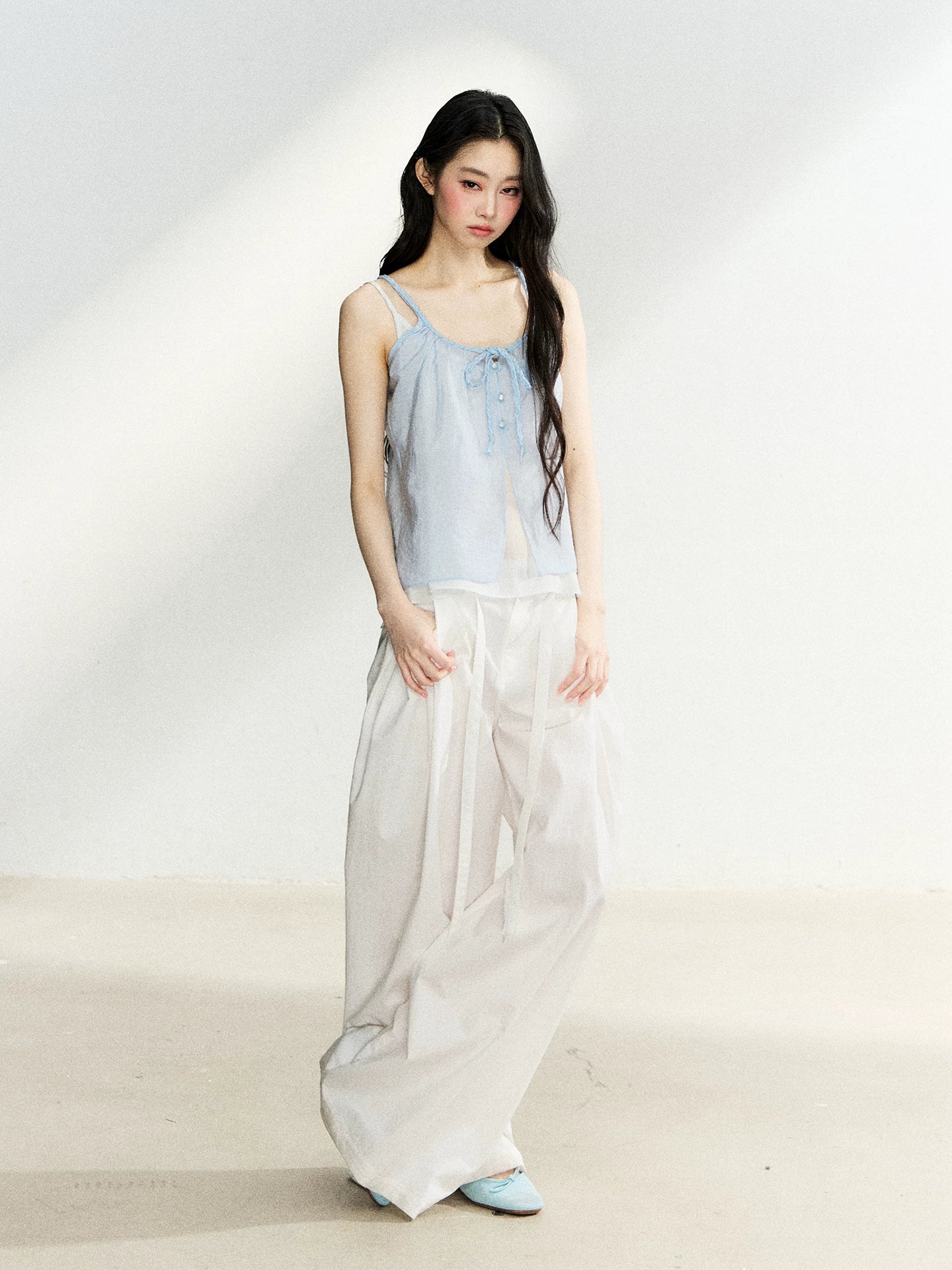 White High Waist Wide Leg Pants
