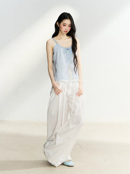 White High Waist Wide Leg Pants