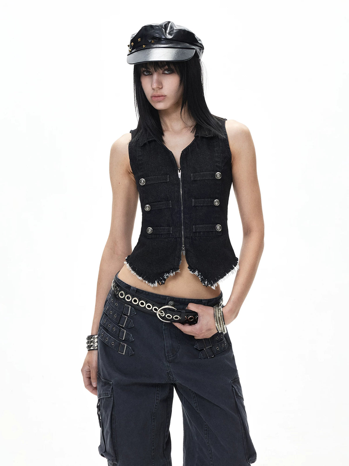 Punk Double-Breasted Collar Vest
