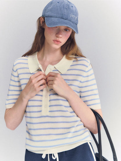 Striped Polo Knit Tee