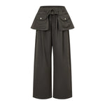 Detachable Skirt Panel Straight Leg Pants