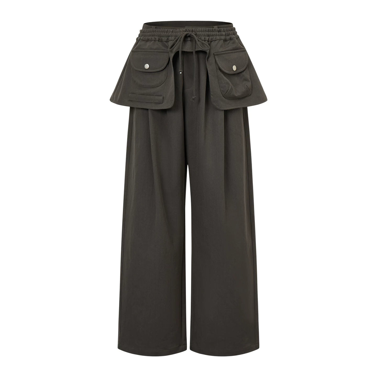 Detachable Skirt Panel Straight Leg Pants