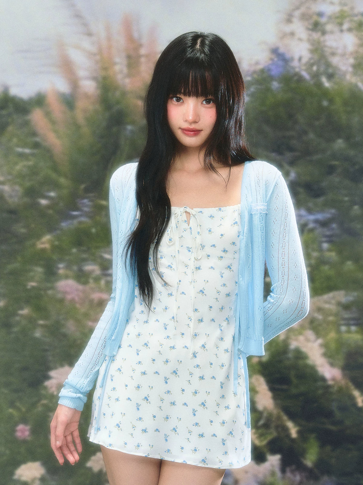 Floral Lace-Up Mini Dress