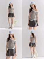 Contrast Off-Shoulder T-shirt