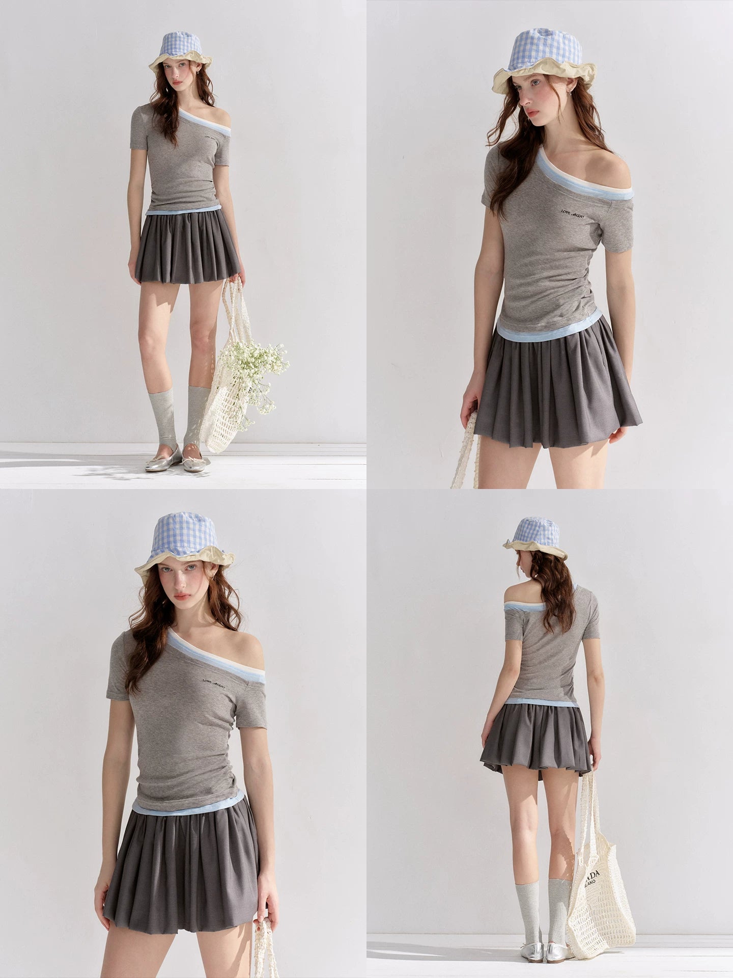 Contrast Off-Shoulder T-shirt