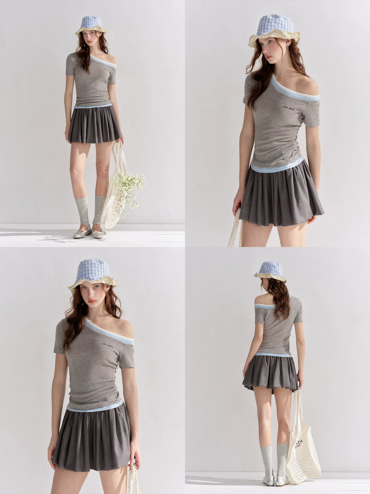 Contrast Off-Shoulder T-shirt