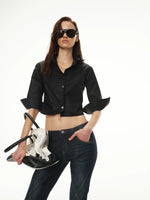 Coated Cutout Short Shirt