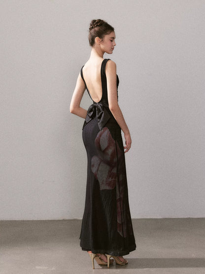 Floral Mesh Mermaid Maxi Dress