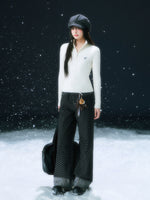 Star Pattern Wide-Leg Denim Pants