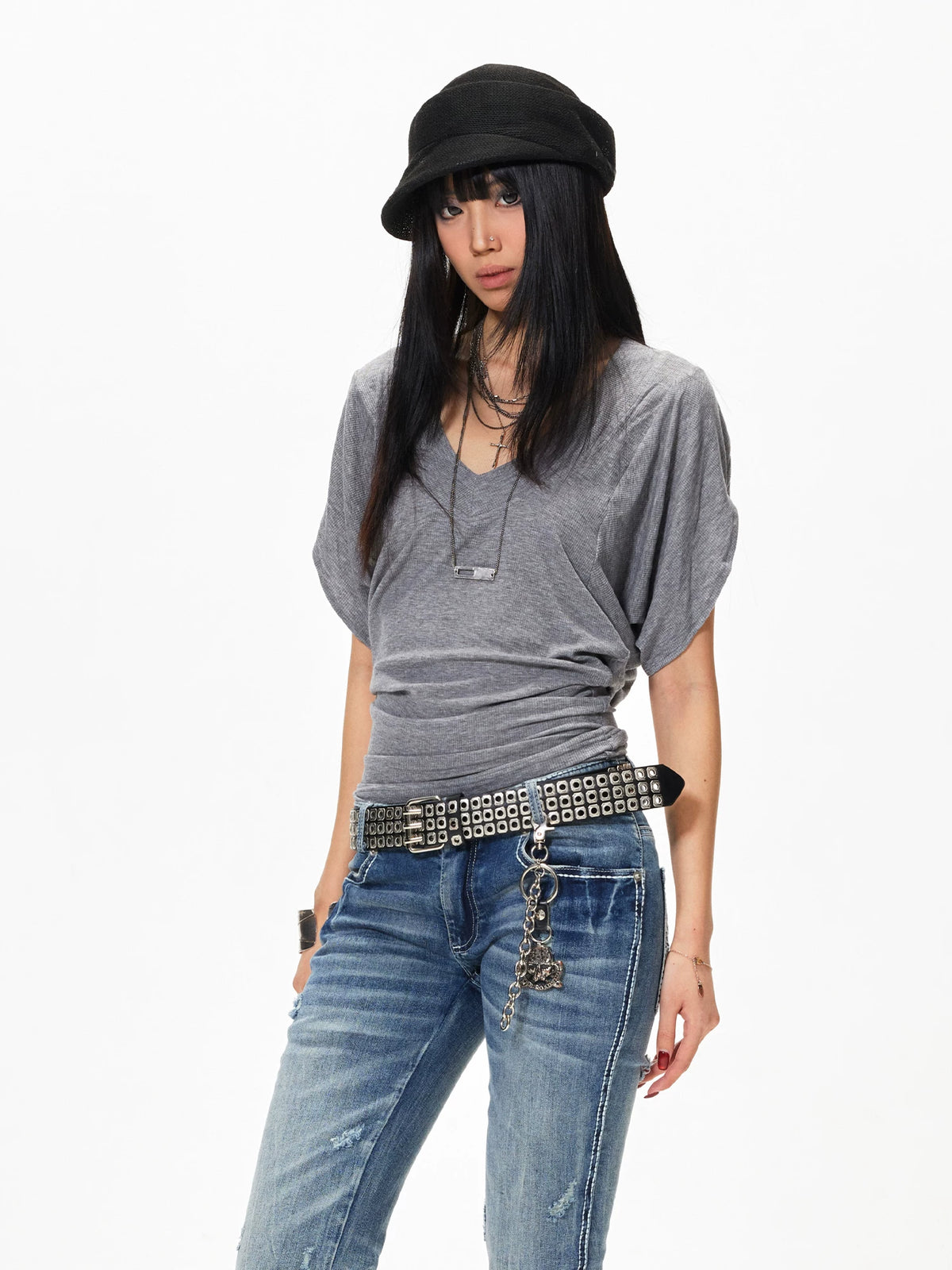 Batwing Sleeve V-Neck Tee