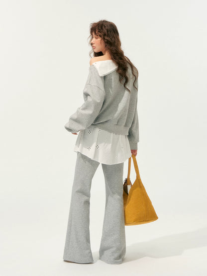 Detachable Collar Sweatshirt Set