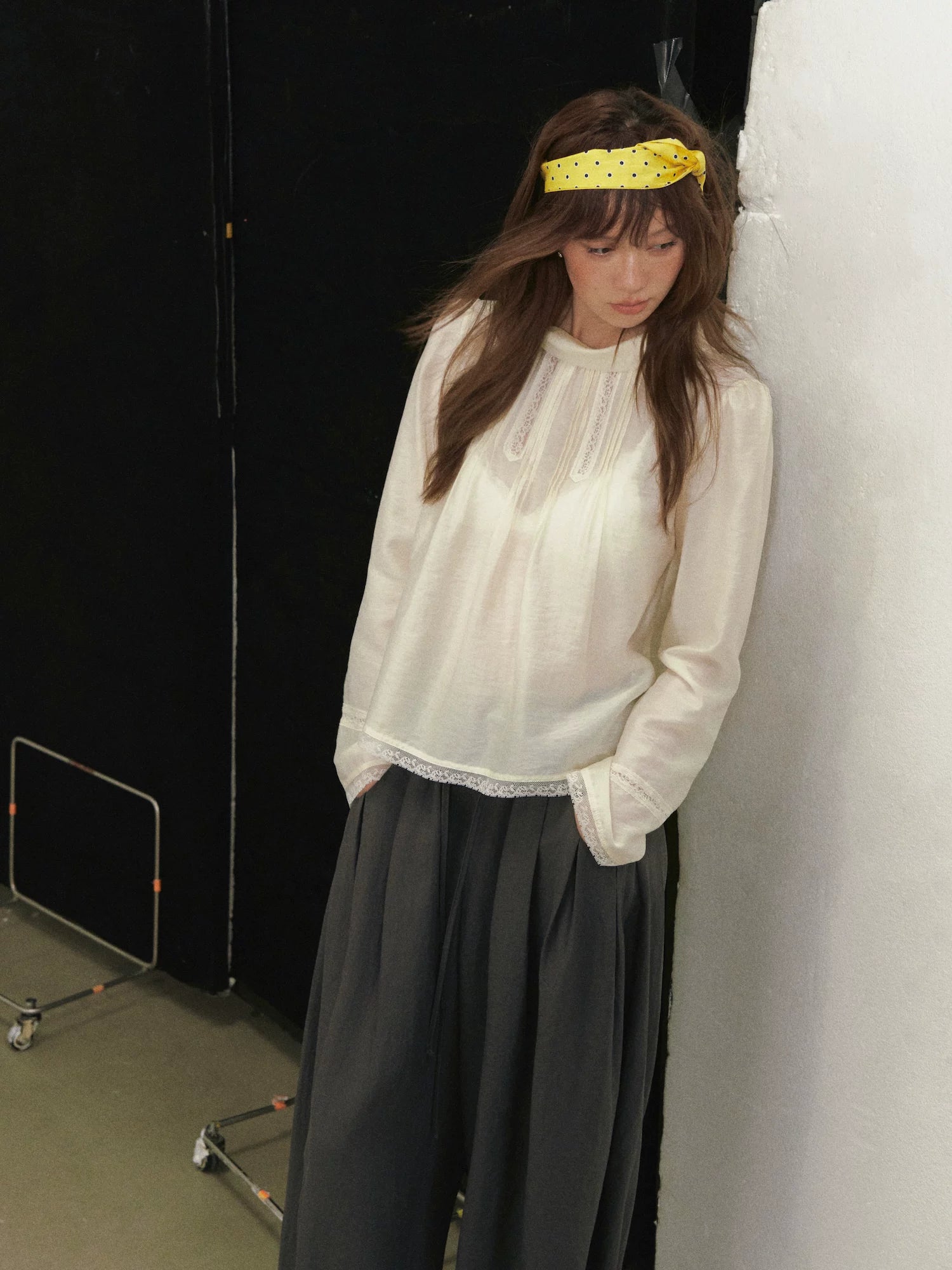 Draped Puff Sleeve Blouse