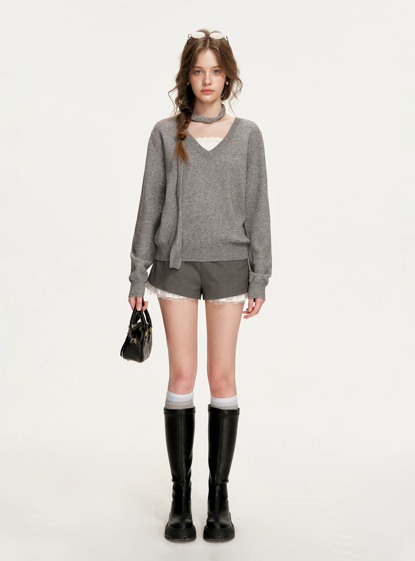 Mesh-Trim A-Line Shorts