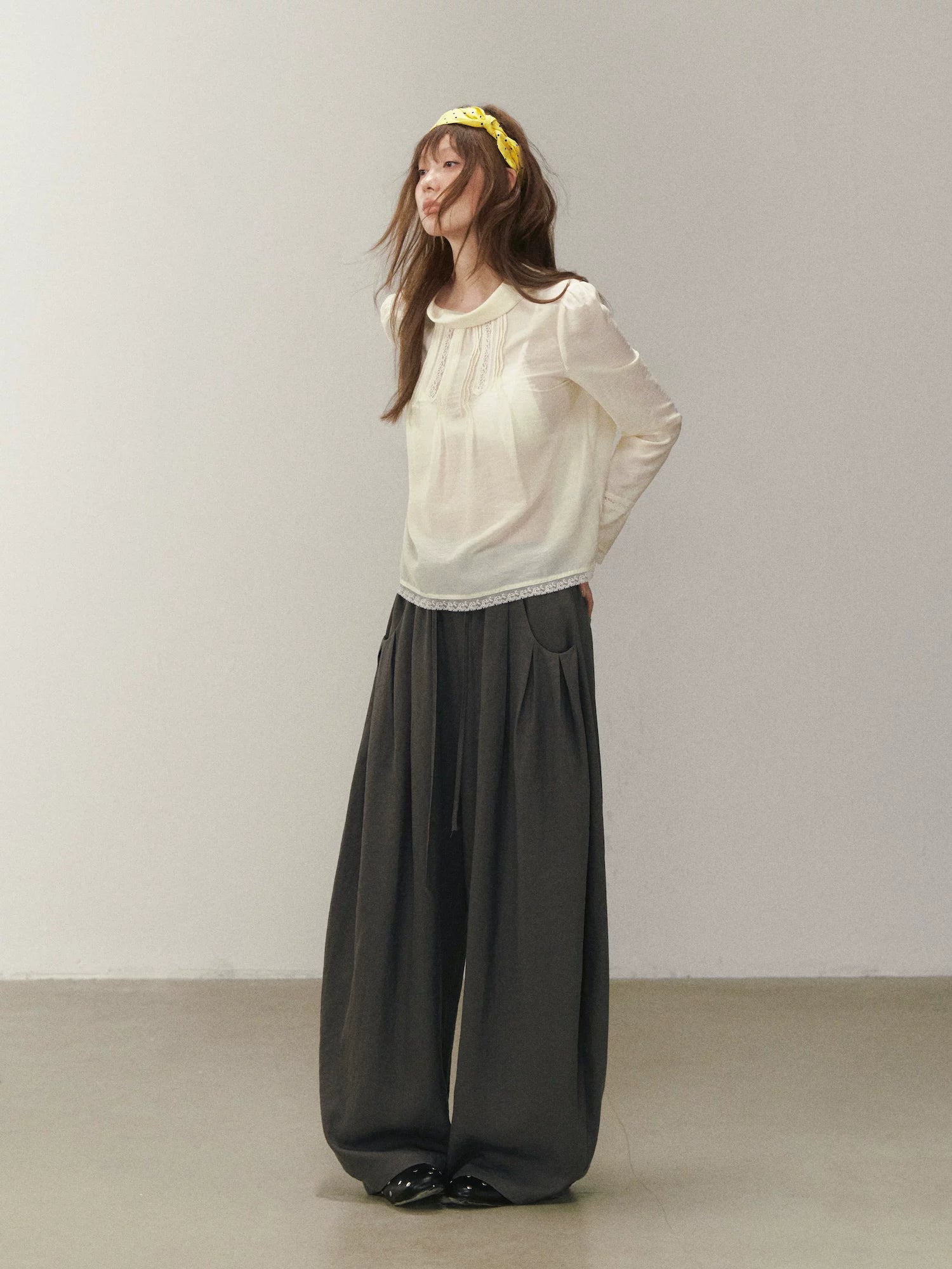 Draped Puff Sleeve Blouse