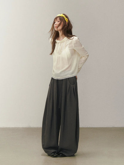 Draped Puff Sleeve Blouse