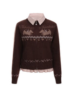 Fair Isle Collar Knit Cardigan