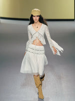 Sequin Lace Cardigan Skirt Set