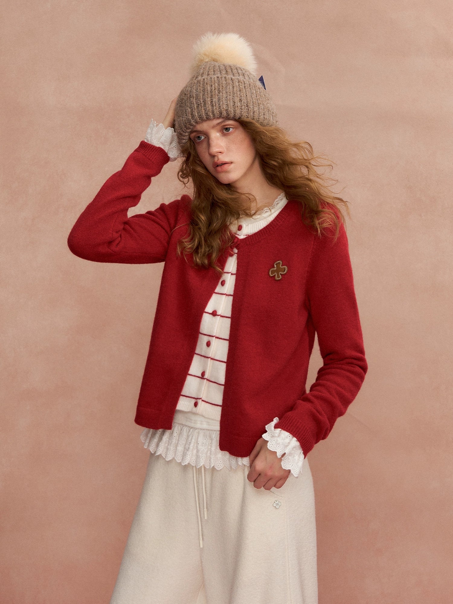 Fuzzy Stripe Layered Cardigan