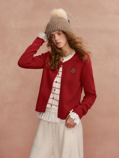 Fuzzy Stripe Layered Cardigan