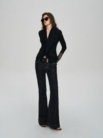 Black Contrast Flared Jeans