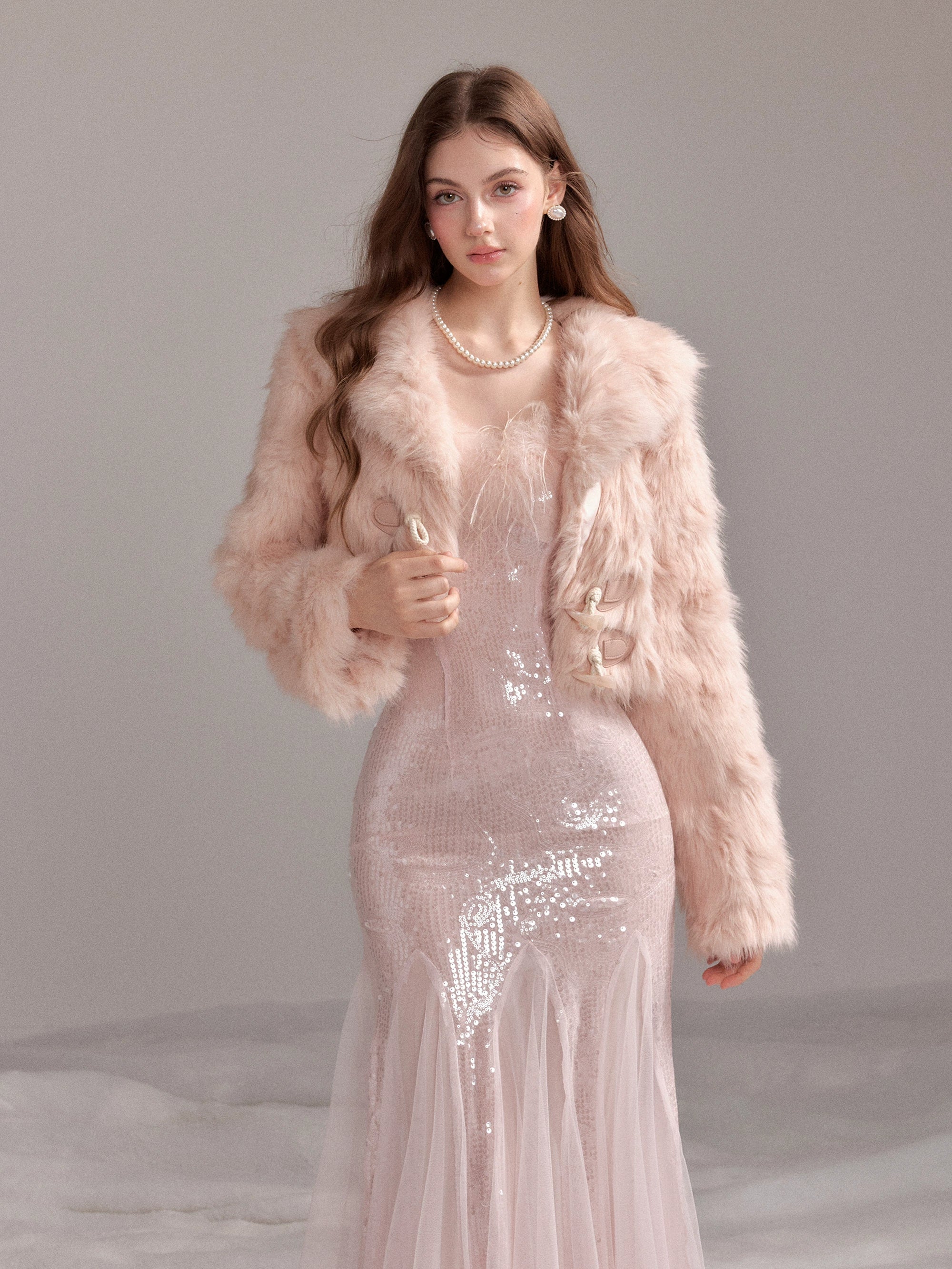 Faux Fox Fur Toggle Short Coat