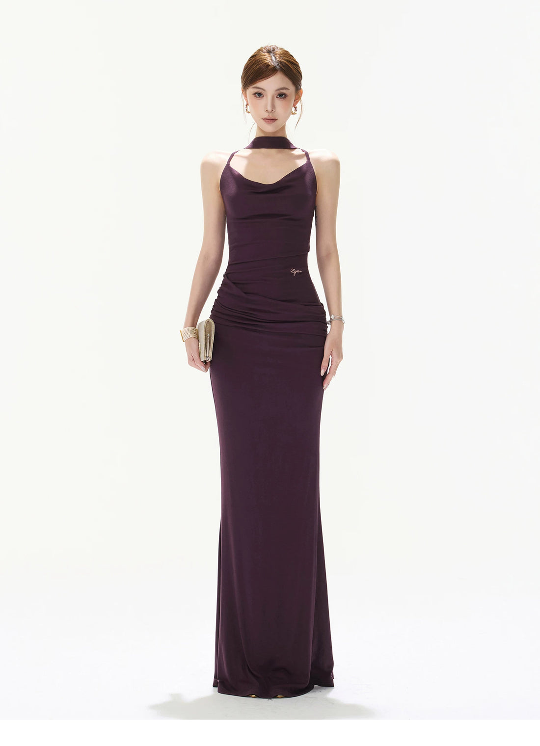 Ruched Cowl Maxi Dress