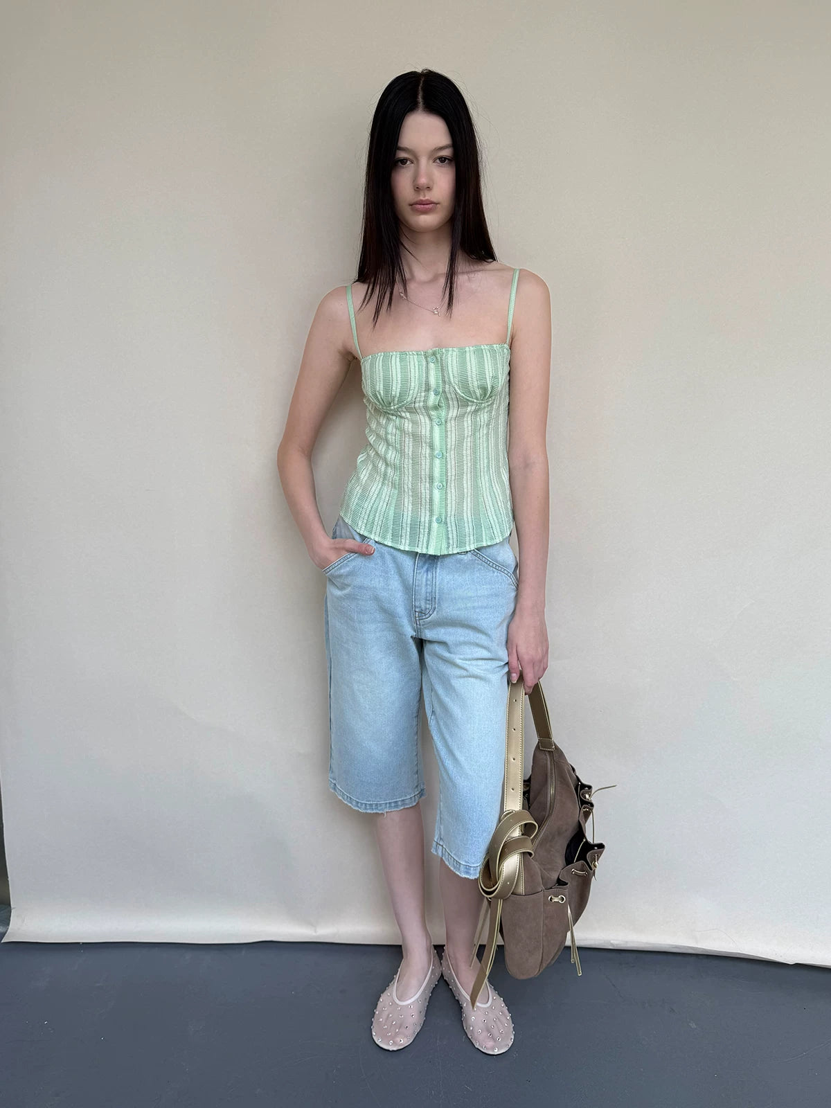 Striped Slim Cardigan Camisole