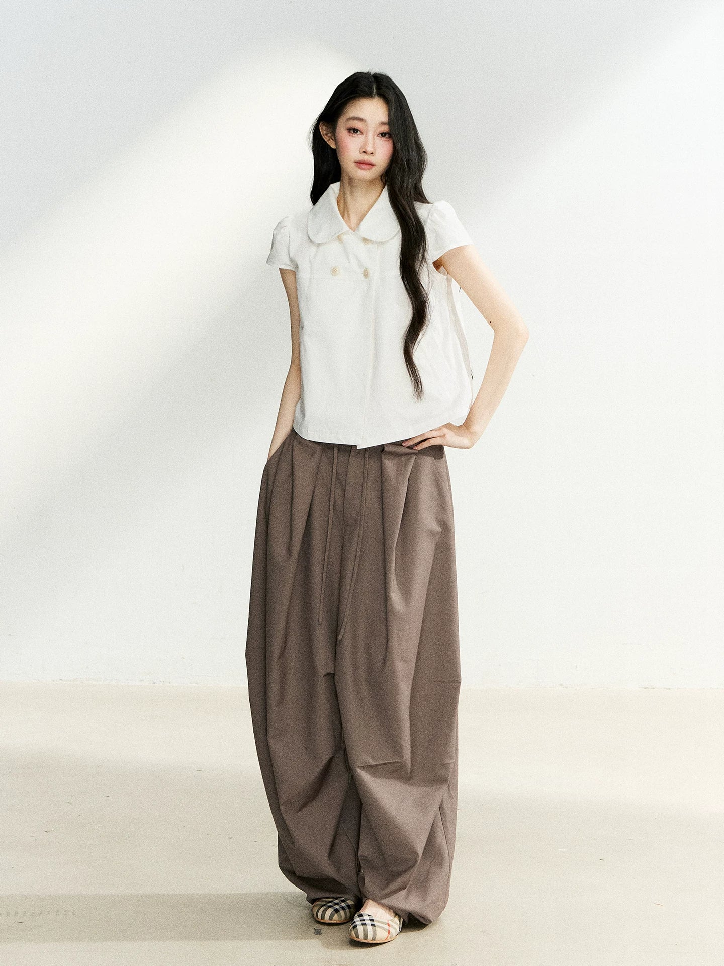 White Cotton Double Button Shirt