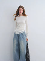 Lace Hem Knit Top