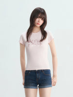 Rhinestone Letter Fitted T-shirt