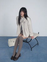 Pleated Curved-Hem Leather Jacket