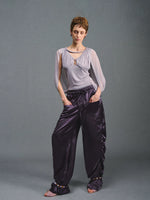 Dark Purple Satin Parachute Pants