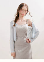 Gray Daisy Strap Knit Dress