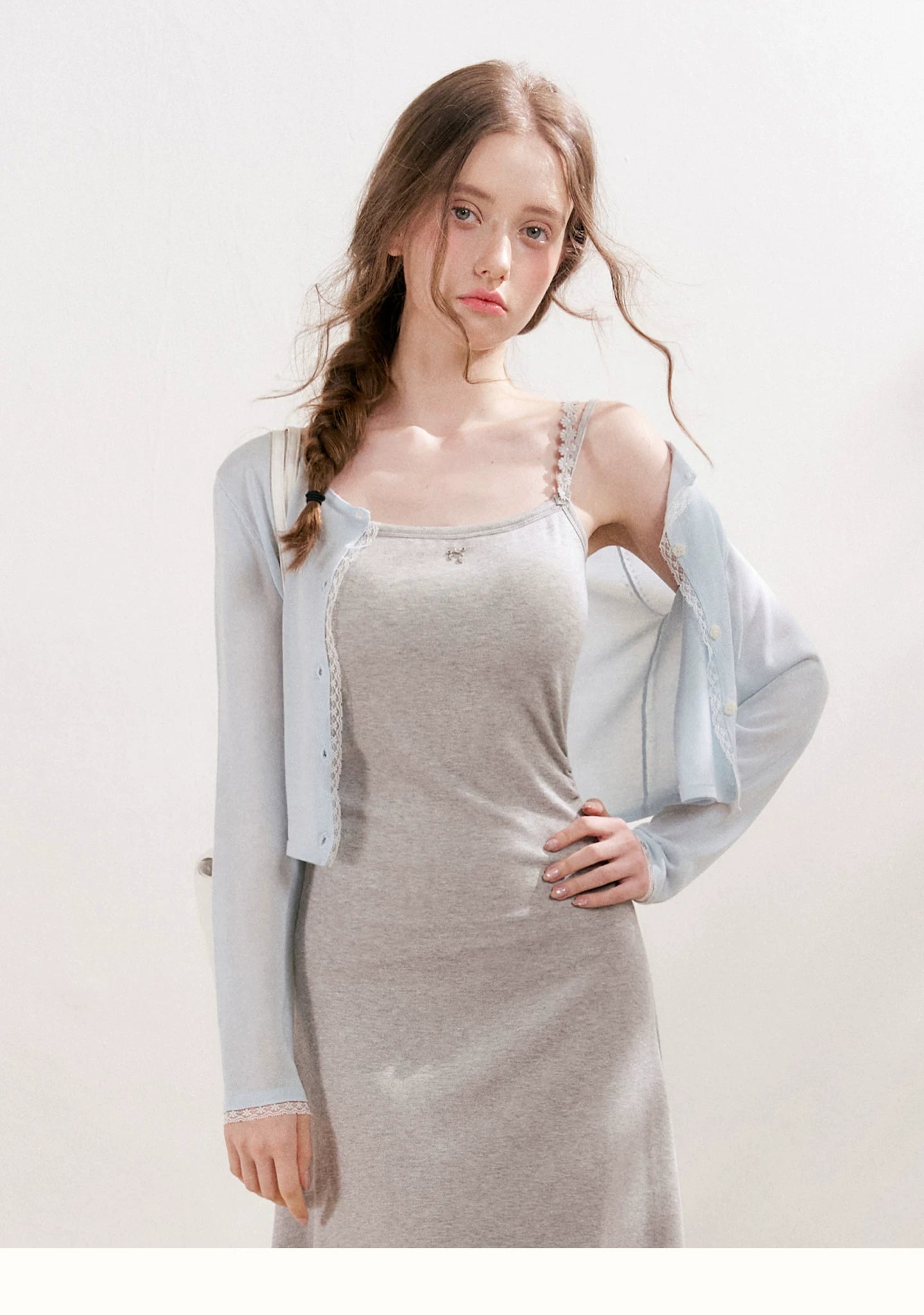 Gray Daisy Strap Knit Dress