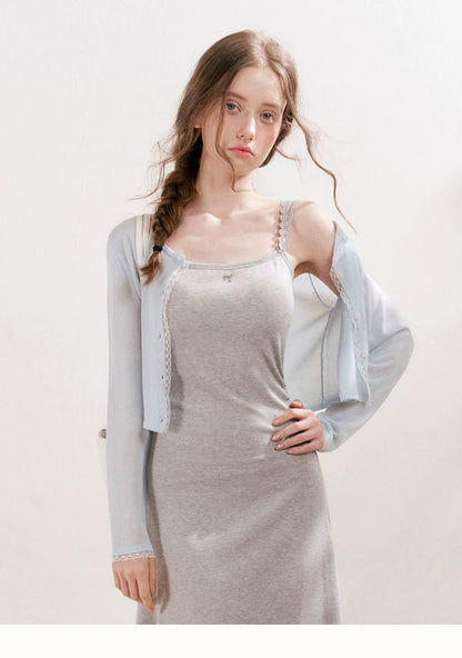 Gray Daisy Strap Knit Dress