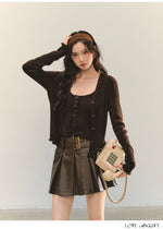 Lettuce-Edge Cardigan & Camisole Set