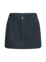 Blue Striped Denim Skirt