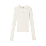 Ribbed Wool Hooded Knit Top