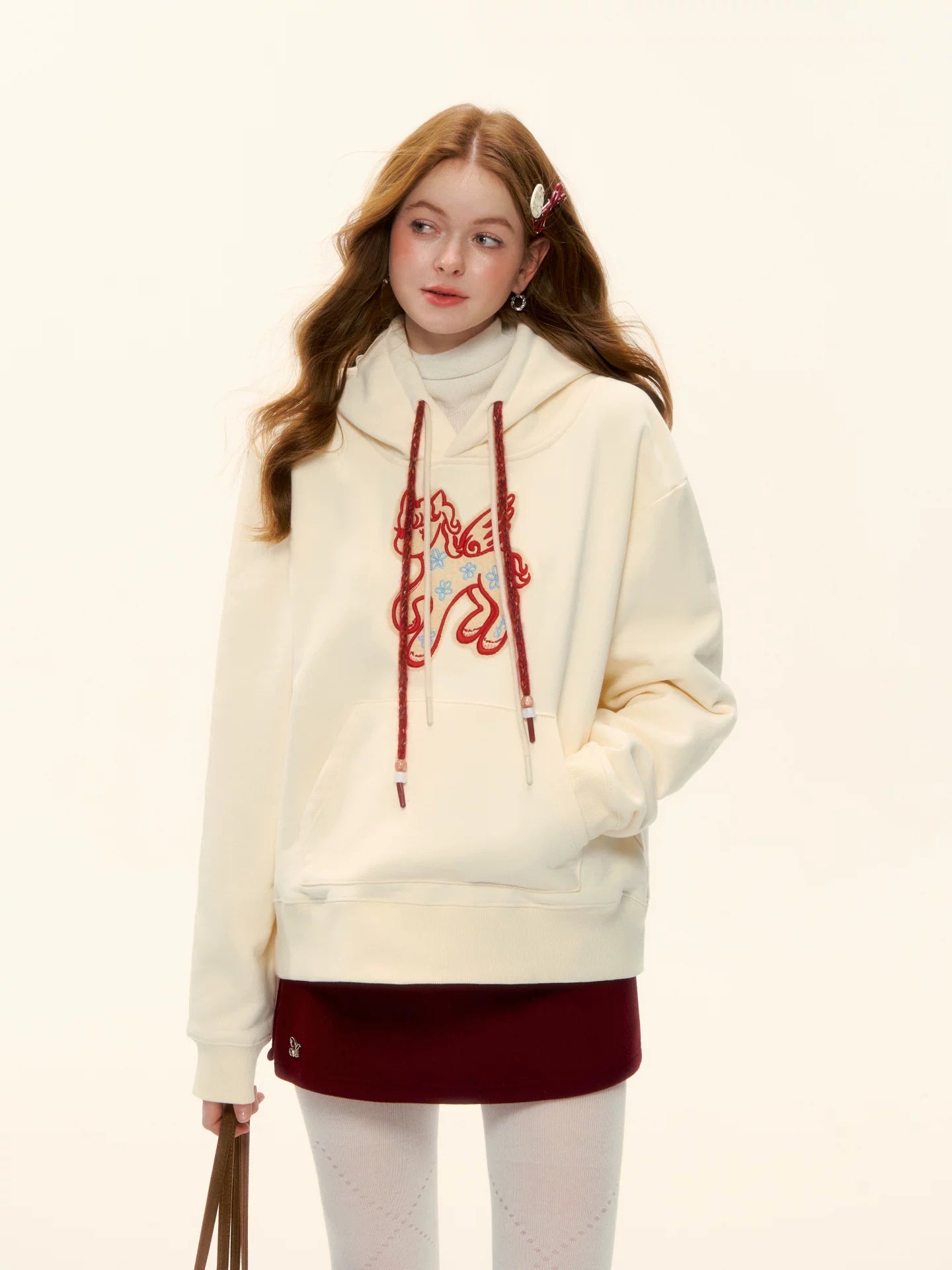 Pony Embroidery Fleece Hoodie