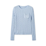 Black & Blue Cable-Knit Sweater