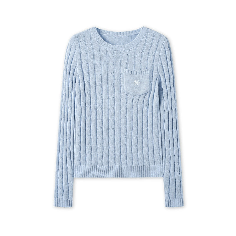 Black &amp; Blue Cable-Knit Sweater