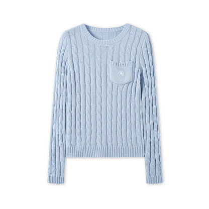 Black &amp; Blue Cable-Knit Sweater