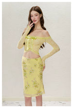 Yellow Butterfly Off-Shoulder Set