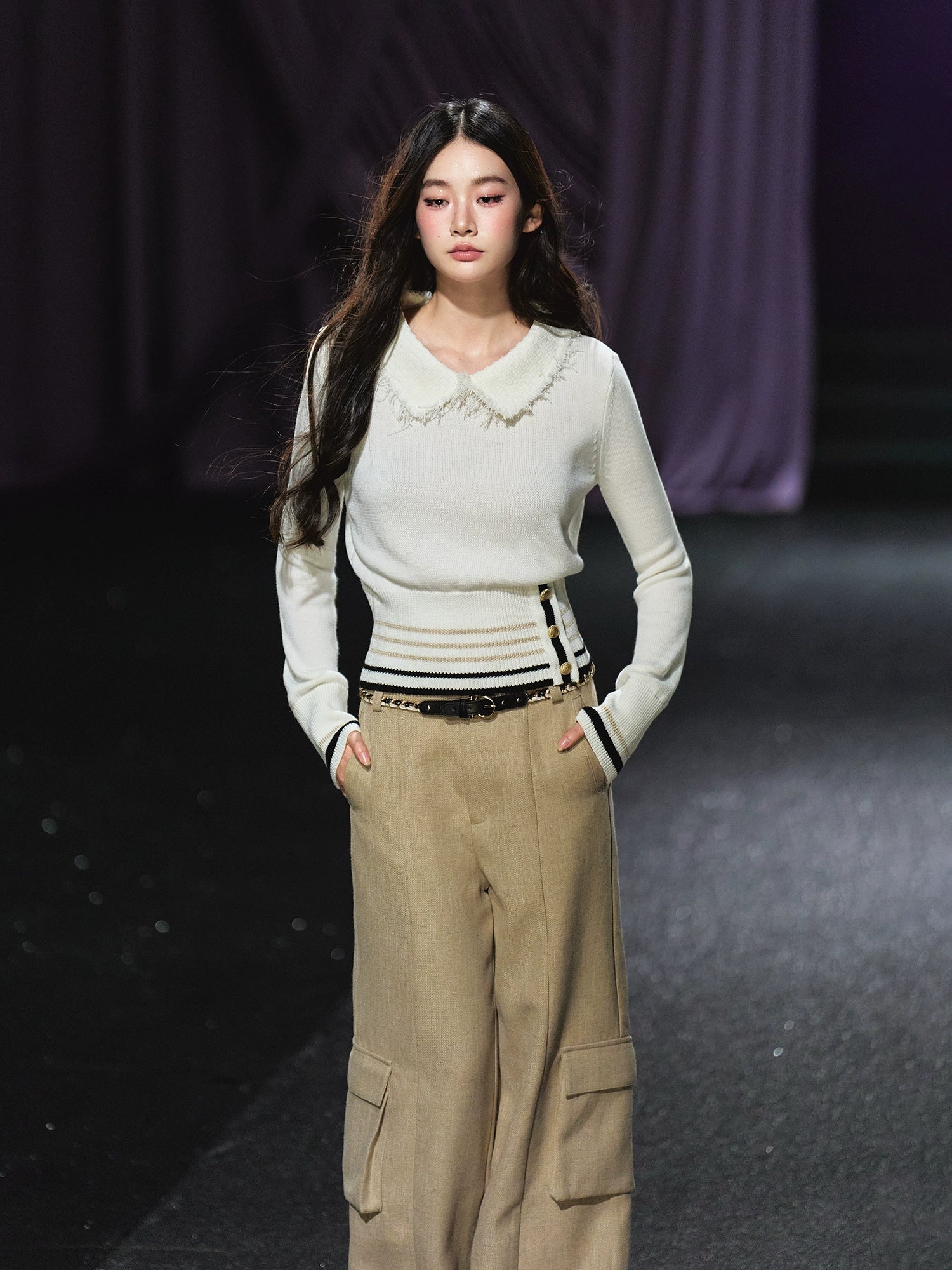 Peter Pan Collar Stripe Sweater