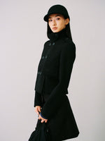 Wool-Blend Buttoned Structured Short Jacket