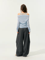Fake Two-Piece Color-Block Draped Collar Knit Top