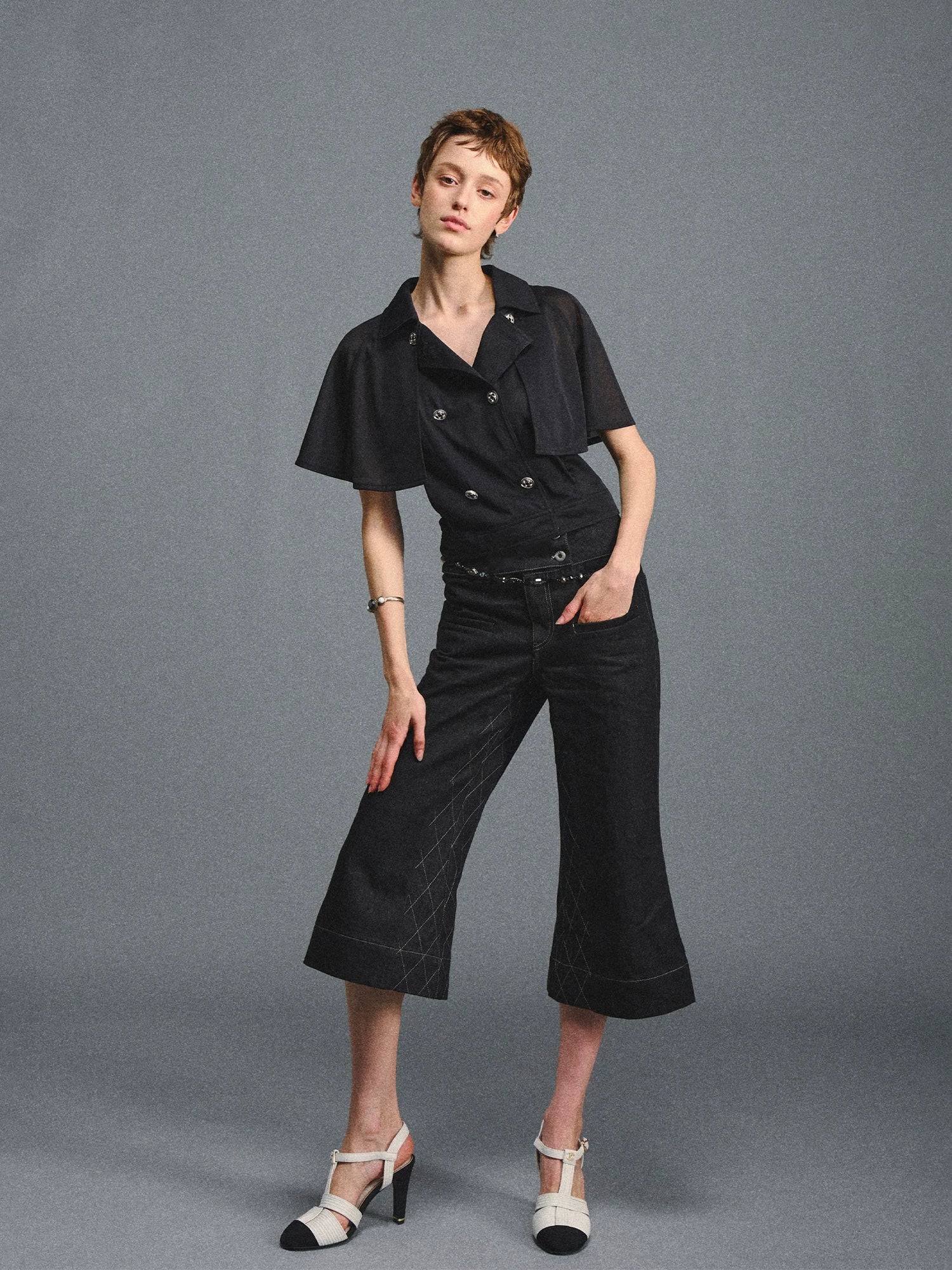Detachable Cape Two-Piece Chiffon Top