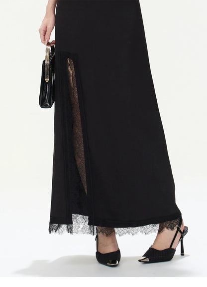 Black Lace V-Neck Dress